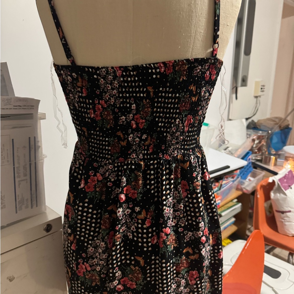 a new day Black Floral Strapless Dress